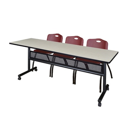 Kobe Rectangle FlipTop Table, 84" W, 29" H, Laminate Top, Maple MKFTM8424PL47BY